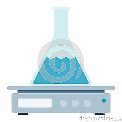 Magnetic stirrer with conical flask vector icon flat isolated Vector Illustration