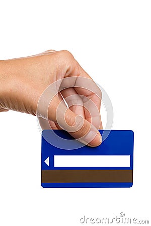 Magnetic stripe card in woman's hand Stock Photo