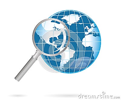 Magnification glass and world Vector Illustration