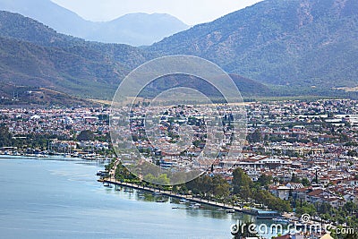 The magnificent Aegean Sea and one of the beautiful coasts in Fethiye. Stock Photo