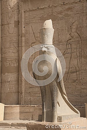 Magnificent and ancient temple of Edfu, located on the western bank of the Nile River in Egypt, Africa Stock Photo