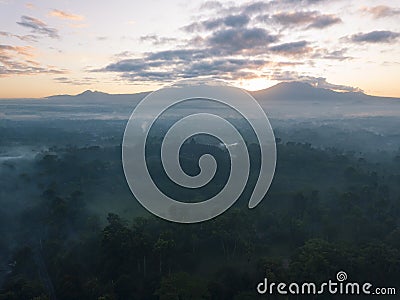 Magnificent Borobudur temple aerial shot Stock Photo