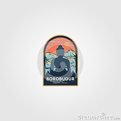 The magnificent borobudur temple logo vector wonderful indonesia illustration Vector Illustration