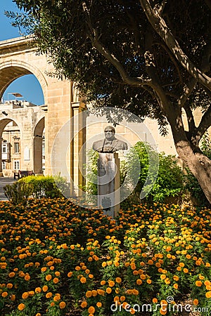 Malta, Valletta, August 2019. Monument to Sir Winston Churchill. Editorial Stock Photo