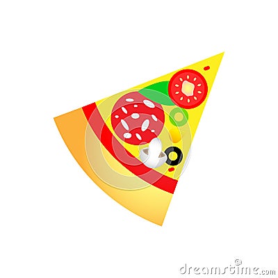 Magnificent design of delicious hot piece of pizza with various ingredients Vector Illustration