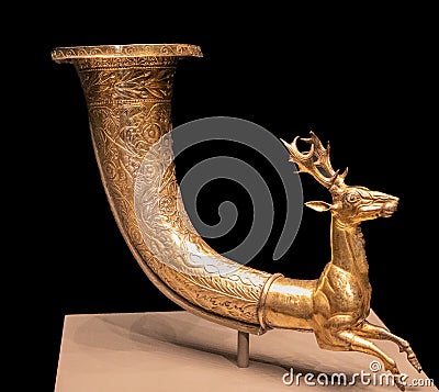 Rhyton in the Form of a Stag Stock Photo