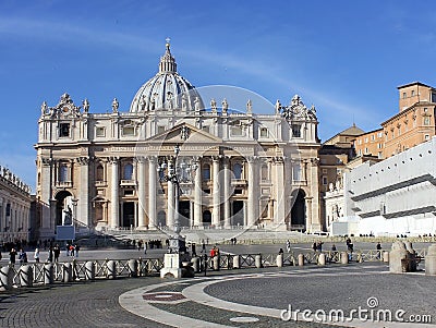Magnificent facade of the basilica of St. Peter Editorial Stock Photo