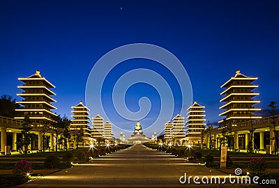 Night view of Fo Guang Shan Buddha Museum. Editorial Stock Photo