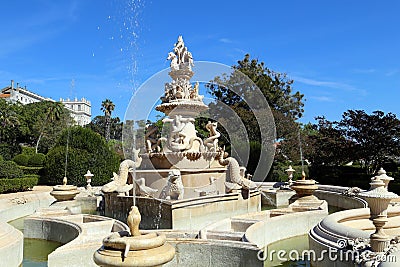 Magnificent fountain in Ajuda botanical garden, Lisbon Stock Photo