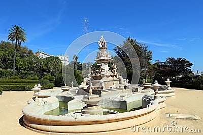 Magnificent fountain in Ajuda botanical garden, Lisbon Stock Photo