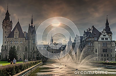 magnificent fountains as an element attracting the attention of tourists Stock Photo