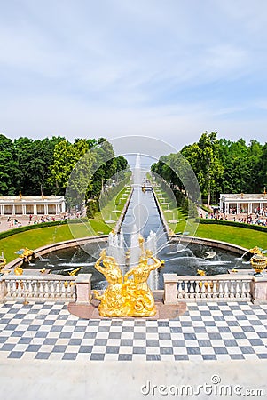 The magnificent fountains of Peterhof Stock Photo