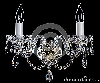 Magnificent gold sconce on the dark background. Stock Photo