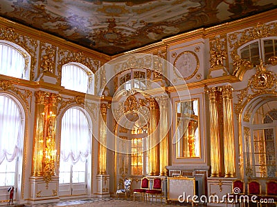 The magnificent interior of the Catherine Palace Ballroom in Tsarskoe Selo near St Petersburg Editorial Stock Photo