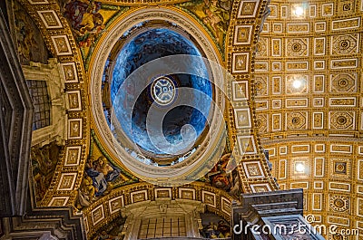 Magnificent interior view of Saint Peter`s Basilica in Vatican City Italy Editorial Stock Photo