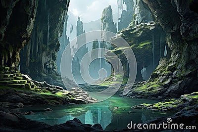 Magnificent karst landscape with caves Stock Photo