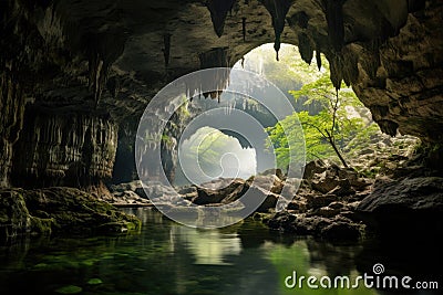 Magnificent karst landscape with caves Stock Photo