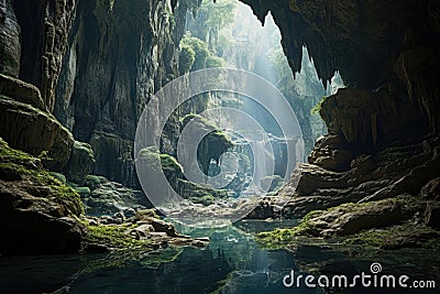 Magnificent karst landscape with caves Stock Photo