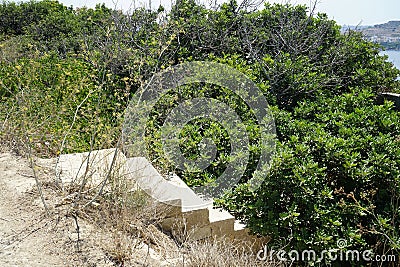 An old abandoned staircase. Selmun, Il-Mellieha, Malta Stock Photo