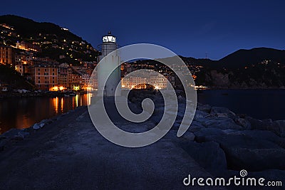 Magnificent light and color reflections create a magical atmosphere in the characteristic city of camogli Editorial Stock Photo