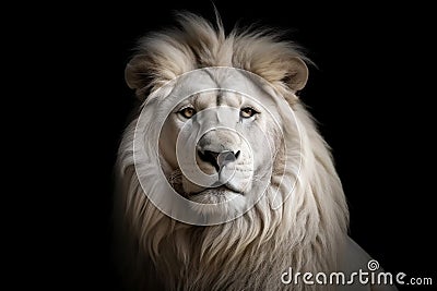Magnificent Lion King Portrait of Majestic White. Generative AI Stock Photo