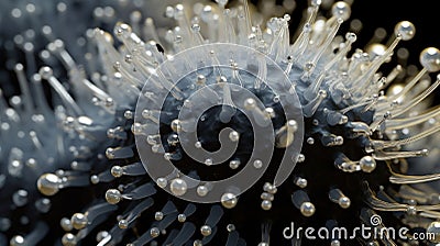Magnificent Magnetic Patterns: Exploring the Macro Details of White Ferrofluid's Hexagonal Biogenic Structures Stock Photo