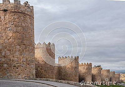 The magnificent medieval walls of Avila, Castile-Leon, Spain. A UNESCO World Heritage Site completed between the 11th and 14th Stock Photo