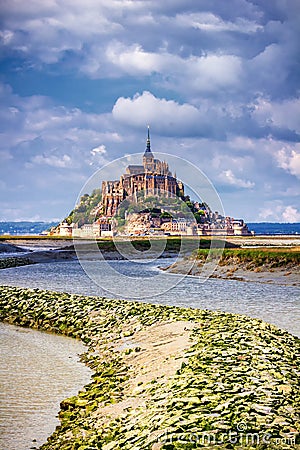 Magnificent Mont Saint Michel cathedral on the island, Normandy, Northern France, Europe Stock Photo