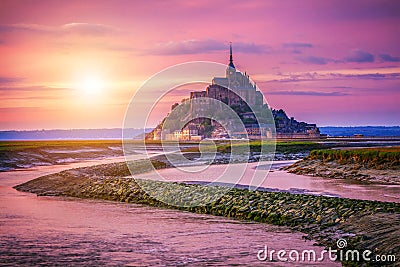 Magnificent Mont Saint Michel cathedral on the island, Normandy Stock Photo