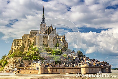 Magnificent Mont Saint Michel cathedral on the island, Normandy, Northern France, Europe Stock Photo