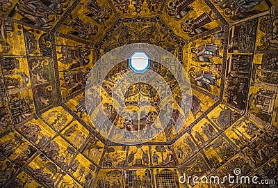 Magnificent mosaic ceiling of the Baptistry of San Giovanni Stock Photo