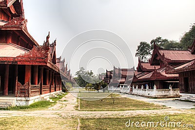 View over Mandalay palace in Myanmar Stock Photo