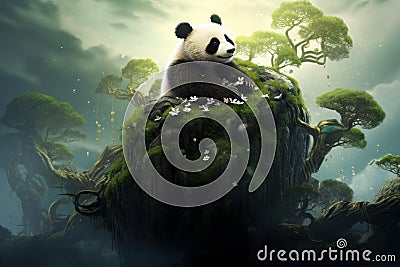 Magnificent Panda tree giant. Generate Ai Stock Photo