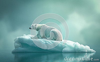 Majestic Polar Bear Perched on Glacial Throne. Generative AI Stock Photo