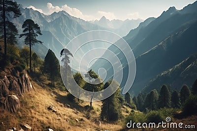 Magnificent Pyrenees landscape. AI generated Stock Photo