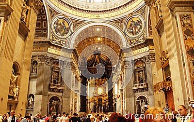 Magnificent St. Peter`s Basilica interior Vatican Editorial Stock Photo