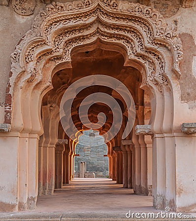 Symmetric arched corridor Stock Photo