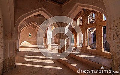 Symmetric arched corridors Stock Photo