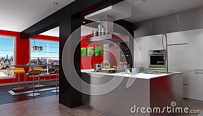 Magnificent urban designer kitchen Stock Photo