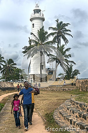 A magnificent view looking towards the lighthouse at Point Utrecht Bastion at Galle Fort in Sri Lanka. Editorial Stock Photo