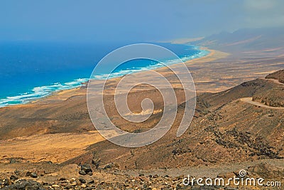 Magnificent views of the sea and the beach of Cofete, Fuerteventura Stock Photo