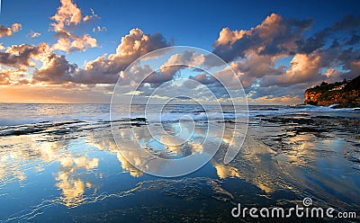 Magnificent water reflections at sunrise Stock Photo