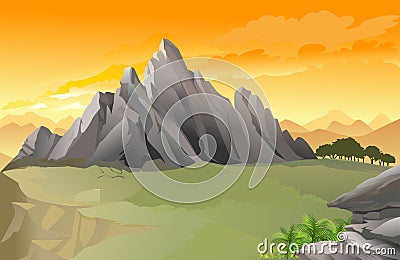 Magnificent western rocky mountain panorama Vector Illustration