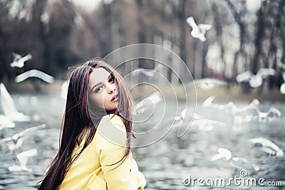 Magnificent Woman Outdoors. Fashion Model Stock Photo