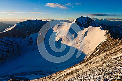 Magnificient Sunrise on Stok Kangri Mountain during ascend to the peak, Ladakh, Himalayas Stock Photo