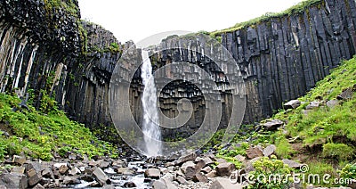 Magnificent Svartifoss waterfall also known as the Black fall. Located in Skaftafell, Vatnajokull National Park, in southern Stock Photo