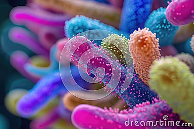 Magnified Microscopic Bacteria Colonies Stock Photo