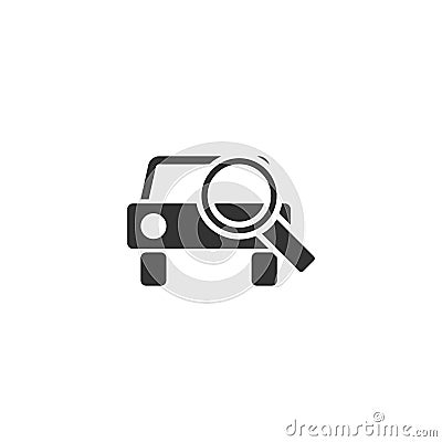 Magnifier car icon flat Vector Illustration