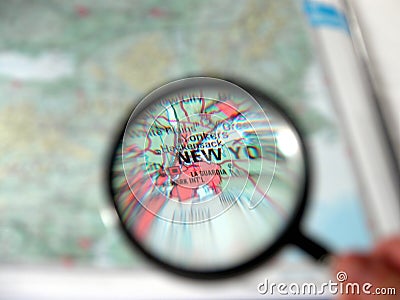 Magnifier focusing New York Stock Photo