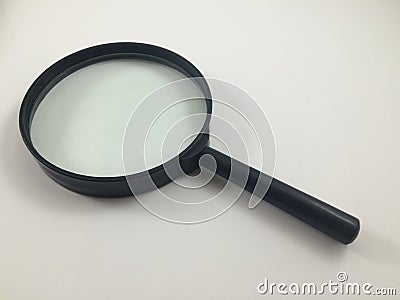 Magnifier Glass, Black handled magnifying glass Stock Photo